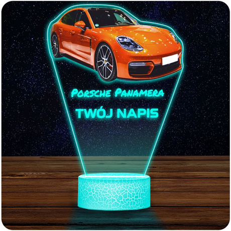 LAMPKA NOCNA LED 3D AUTO Porsche Panamera prezent dla dziecka URODZINY statuetka + pilot