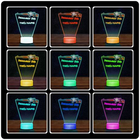 LAMPKA NOCNA LED 3D KARABIN BROŃ SWD Dragunow prezent dla dziecka URODZINY statuetka + pilot