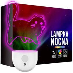 Lampka Nocna LED dla Dzieci KOT KOTEK KOCIAK do kontaktu gniazdka CZUJNIK