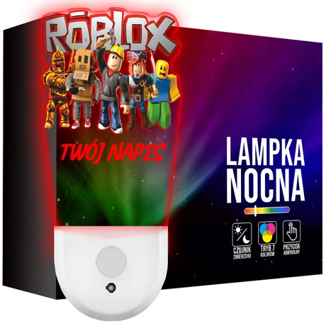 Lampka Nocna LED dla Dziecka Roblox z imieniem kontaktu gniazdka CZUJNIK