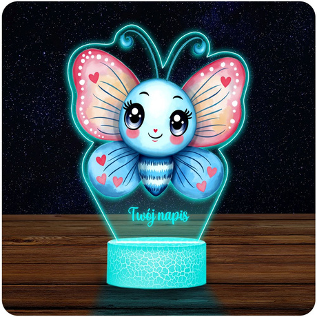 LAMPKA NOCNA LED 3D MOTYL POCZWARKA prezent dziecka URODZINY statuetka