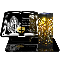 ZNICZ SOLARNY LED WIECZNY PODSTAWKA NA CMENTARZ GRÓB lampka Księga 3D