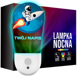 Lampka Nocna LED dla Dziecka ASTRONAUTA RAKIETA kontaktu gniazdka CZUJNIK