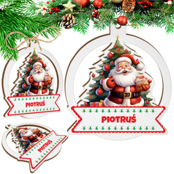 BOMBKA na CHOINKĘ z Personalizacją Ozdoba CHOINKOWA Mikołaj ŚWIĘTA prezent