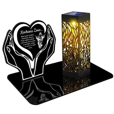 ZNICZ SOLARNY LED WIECZNY PODSTAWKA dla Żony NA CMENTARZ GRÓB lampka 3D