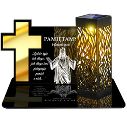 ZNICZ SOLARNY LED WIECZNY PODSTAWKA NA CMENTARZ GRÓB lampka Krzyż 3D