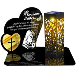 ZNICZ SOLARNY LED WIECZNY PODSTAWKA NA CMENTARZ GRÓB lampka Serce 3D DLA BABCI