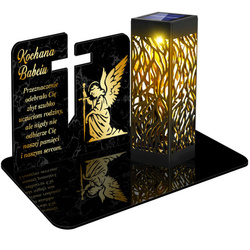 ZNICZ SOLARNY LED WIECZNY PODSTAWKA NA CMENTARZ GRÓB lampka 3D DLA BABCI