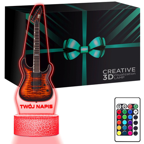 LAMPKA NOCNA LED 3D Gitara Elektryczna dla muzyka prezent dla dziecka URODZINY statuetka + pilot