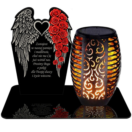 ZNICZ SOLARNY LED WIECZNY PODSTAWKA NA CMENTARZ GRÓB Kwiaty EFEKT PŁOMIENIA