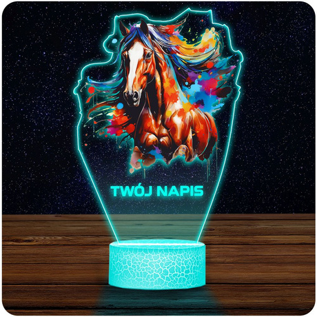 LAMPKA NOCNA LED 3D z imieniem KOŃ KONIK ZWIĘRZĘ prezent dla dziecka URODZINY statuetka + pilot