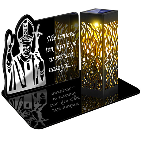 ZNICZ SOLARNY LED WIECZNY PODSTAWKA NA CMENTARZ GRÓB lampka Papież 3D