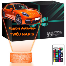 LAMPKA NOCNA LED 3D AUTO Porsche Panamera prezent dla dziecka URODZINY statuetka + pilot