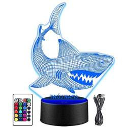 LAMPKA NOCNA LED REKIN MORZE RYBA 3D +PILOT prezent URODZINY statuetka