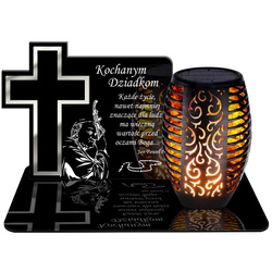 ZNICZ SOLARNY LED WIECZNY PODSTAWKA NA CMENTARZ GRÓB Krzyż EFEKT PŁOMIENIA DLA DZIADKÓW