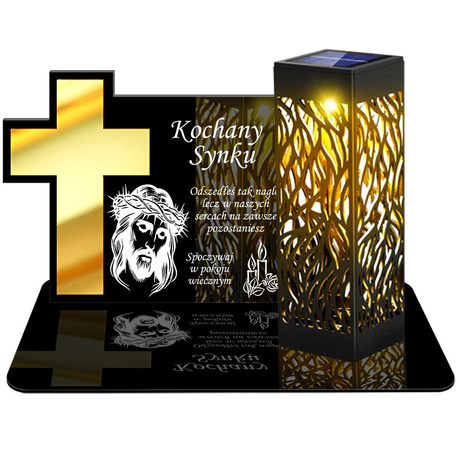 ZNICZ SOLARNY LED WIECZNY PODSTAWKA NA CMENTARZ GRÓB lampka Krzyż 3D DLA SYNA