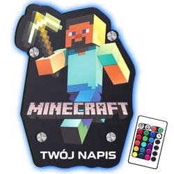 LAMPKA NOCNA LED Minecraft Steve prezent DLA DZIECKA NA ŚCIANĘ UPOMINEK