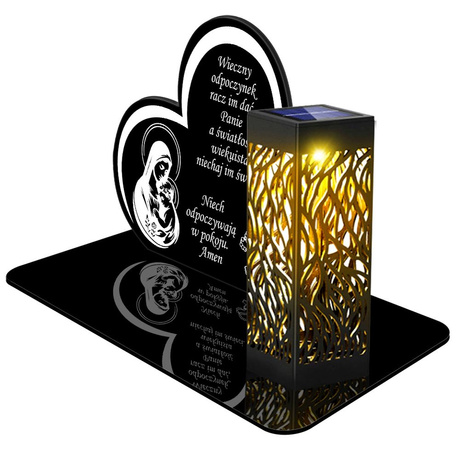 ZNICZ SOLARNY LED WIECZNY PODSTAWKA NA CMENTARZ GRÓB lampka Serce 3D 