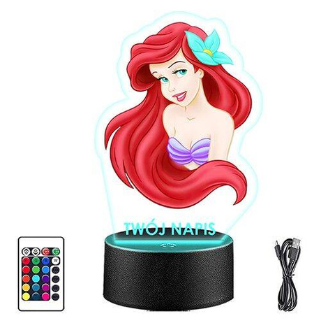LAMPKA NOCNA LED MAŁA SYRENKA ARIEL 3D + PILOT prezent URODZINY statuetka