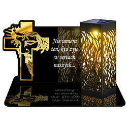 ZNICZ SOLARNY LED WIECZNY PODSTAWKA NA CMENTARZ GRÓB lampka Krzyż 3D