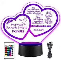 LAMPKA NOCNA LED PREZENT NA KOMUNIĘ ŚWIĘTĄ KOMUNIA PAMIĄTKA STATUETKA obraz