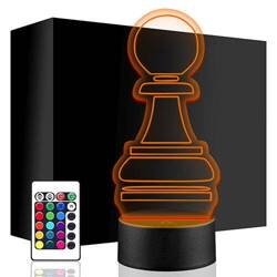 LAMPKA NOCNA LED PIONEK SZACHY 3D + PILOT prezent URODZINY statuetka