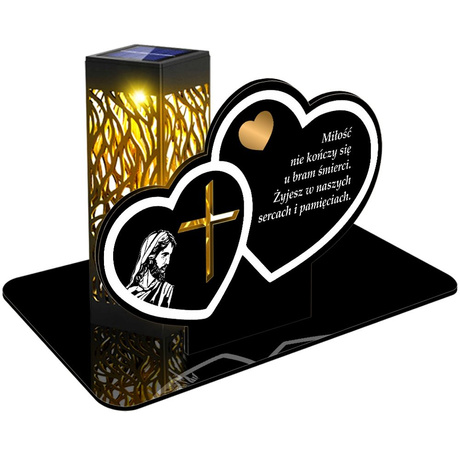 ZNICZ SOLARNY LED WIECZNY PODSTAWKA NA CMENTARZ GRÓB lampka Serce 3D