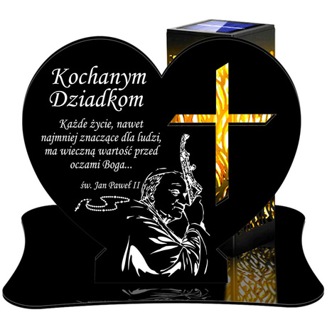 ZNICZ SOLARNY LED WIECZNY PODSTAWKA NA CMENTARZ GRÓB lampka Serce 3D DLA DZIADKÓW
