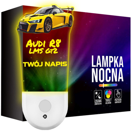 Lampka Nocna LED dla Dziecka AUDI R8 SAMOCHÓD kontaktu gniazdka CZUJNIK