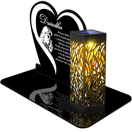 ZNICZ SOLARNY LED WIECZNY PODSTAWKA NA CMENTARZ GRÓB lampka Napis Serce 3D DLA ŻONY
