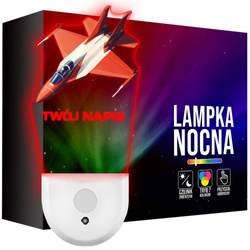Lampka Nocna LED dla Dziecka SAMOLOT ODRZUTOWIEC kontaktu gniazdka CZUJNIK