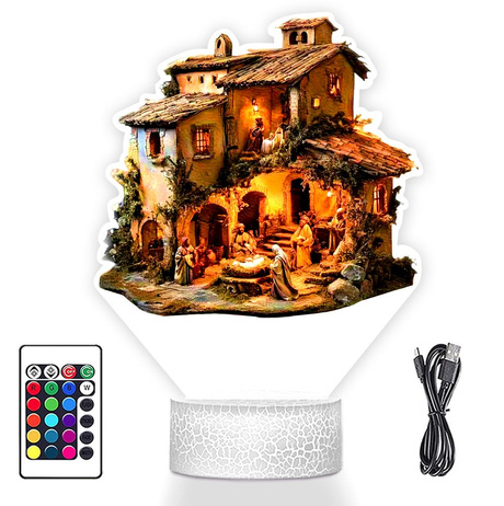 LAMPKA NOCNA LED 3D SZOPKA BOŻE NARODZENIE prezent dla dziecka NA ŚWIĘTA