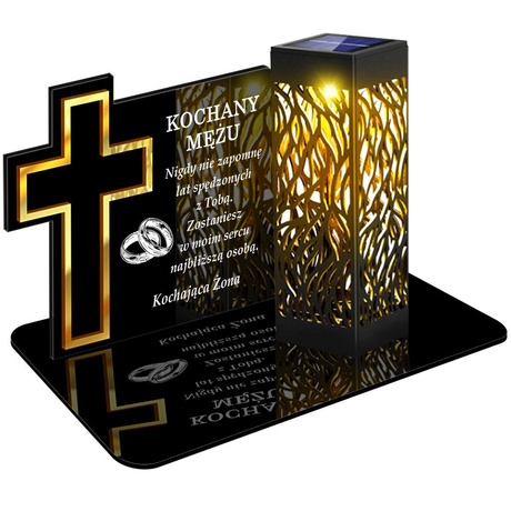 ZNICZ SOLARNY LED WIECZNY PODSTAWKA NA CMENTARZ GRÓB lampka Krzyż 3D DLA MĘŻA