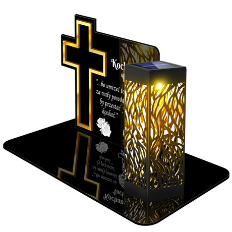 ZNICZ SOLARNY LED WIECZNY PODSTAWKA NA CMENTARZ GRÓB lampka Krzyż 3D DLA TATY