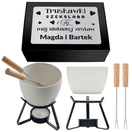 Zestaw kubek do fondue Prezent na Walentynki dla dziewczyny chłopaka męża