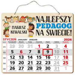 DREWNIANY KALENDARZ 2026 PREZENT PEDAGOG UPOMINEK POD CHOINKĘ ŚWIĘTA