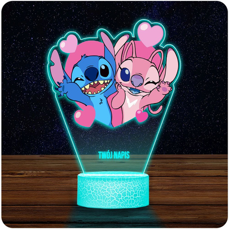 LAMPKA NOCNA LED 3D LILO I STICH ANGEL prezent dziecka URODZINY statuetka