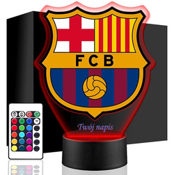 LAMPKA NOCNA LED FC Barcelona Piłka 3D + PILOT prezent dziecka URODZINY