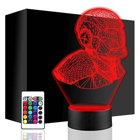 LAMPKA NOCNA LED IRON MAN TONY STARK 3D + PILOT prezent URODZINY statuetka