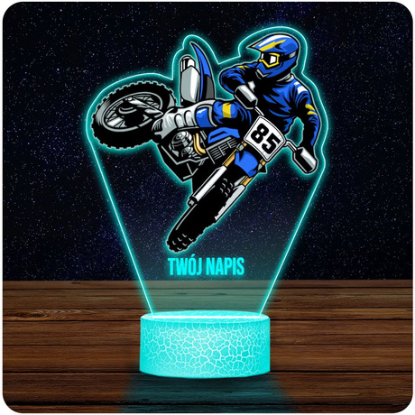 LAMPKA NOCNA LED 3D MOTOR CROSS prezent dziecka URODZINY statuetka