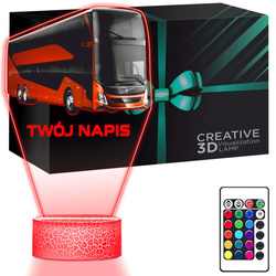 LAMPKA NOCNA LED 3D AUTOBUS AUTOKAR DLA KIEROWCY prezent dla dziecka URODZINY statuetka + pilot