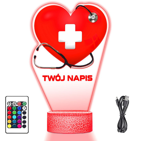 LAMPKA NOCNA LED 3D Służba Zdrowia dla Lekarza prezent dla dziecka URODZINY statuetka + pilot