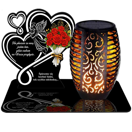 ZNICZ SOLARNY LED WIECZNY PODSTAWKA NA CMENTARZ GRÓB Kwiaty EFEKT PŁOMIENIA