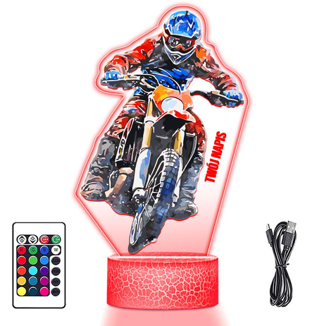 LAMPKA NOCNA LED 3D MOTOR CROSS prezent dziecka URODZINY statuetka
