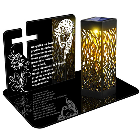 ZNICZ SOLARNY LED WIECZNY PODSTAWKA NA CMENTARZ GRÓB lampka Krzyż 3D