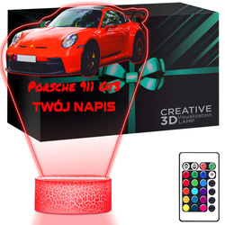 LAMPKA NOCNA LED 3D AUTO Porsche 911 GT3 prezent dla dziecka URODZINY statuetka + pilot