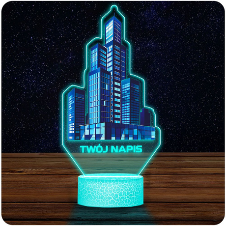 LAMPKA NOCNA LED 3D Miasto Wieżowce dla Architekta prezent dla dziecka URODZINY statuetka + pilot