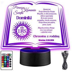 LAMPKA NOCNA LED PREZENT NA KOMUNIĘ ŚWIĘTĄ KOMUNIA PAMIĄTKA STATUETKA obraz