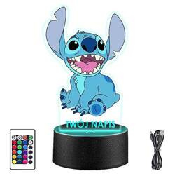 LAMPKA NOCNA LED LILO I STICH STITCH 3D + PILOT prezent URODZINY statuetka