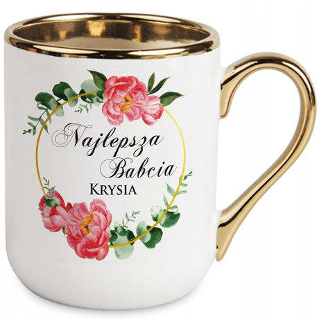 KUBEK DLA BABCI BIAŁY SUPER BABCIA NA PREZENT NA HERBATĘ KAWĘ Z IMIENIEM